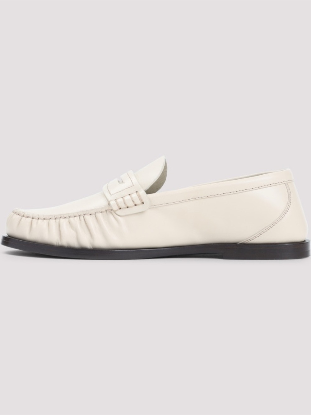 Bamboo Off White Leather Slip-On Loafers - Picture 3 of 5